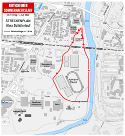 Streckenplan Alwa Schülerlauf - Bietigheimer Sommernachtslauf